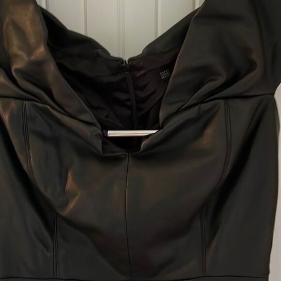 Zara Black Faux Leather Pencil Dress - Picture 3 of 9